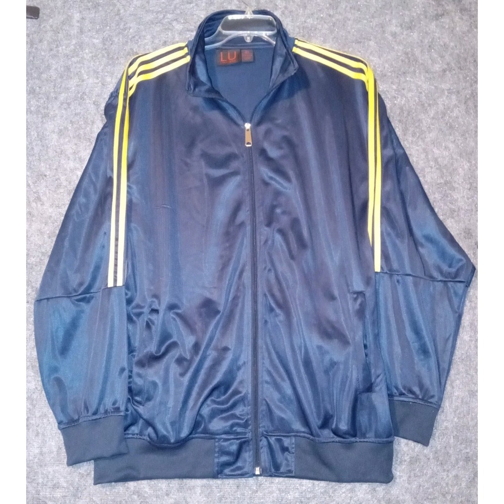 Linea Uomo Track Jacket Mens XXXL Navy Blue Yellow Stripe Full Zip